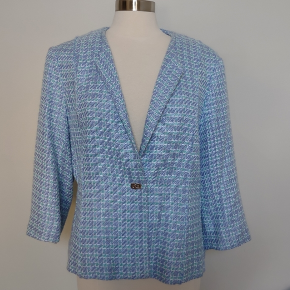 Blazer Size 18 SAG HARBOR Turn Lock Closure  Quarter Sleeve Pastels Plus Size - Picture 15 of 15